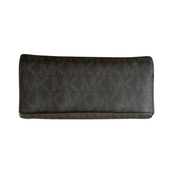 MICHAEL KORS Fulton Brown/Gold Snap Flap Carryall Wallet - Picture 2 of 11